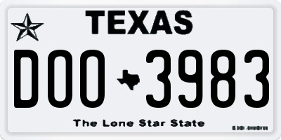 TX license plate DOO3983