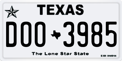 TX license plate DOO3985