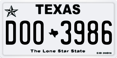 TX license plate DOO3986
