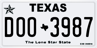 TX license plate DOO3987