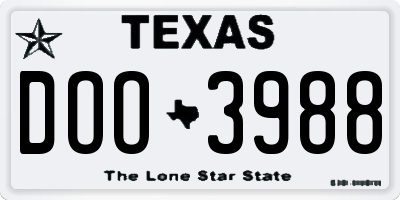 TX license plate DOO3988