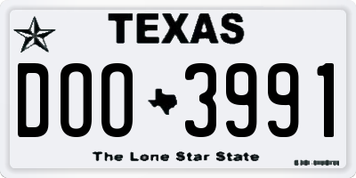 TX license plate DOO3991