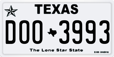 TX license plate DOO3993