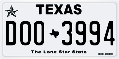 TX license plate DOO3994