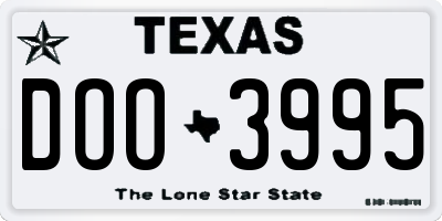 TX license plate DOO3995
