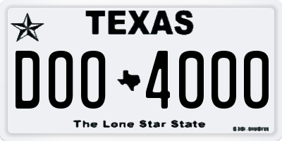 TX license plate DOO4000
