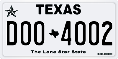 TX license plate DOO4002