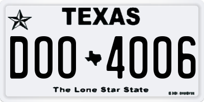 TX license plate DOO4006