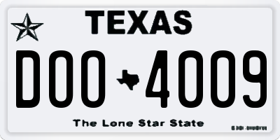 TX license plate DOO4009