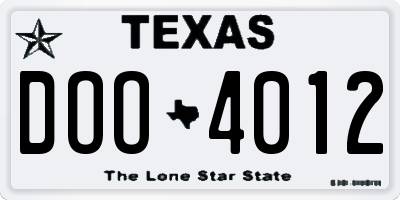 TX license plate DOO4012