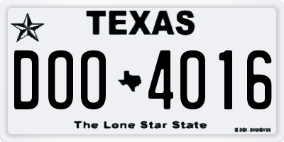 TX license plate DOO4016