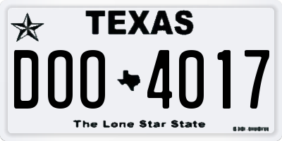 TX license plate DOO4017