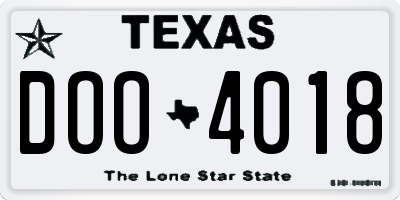 TX license plate DOO4018