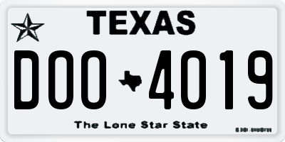 TX license plate DOO4019