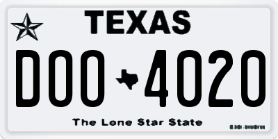 TX license plate DOO4020