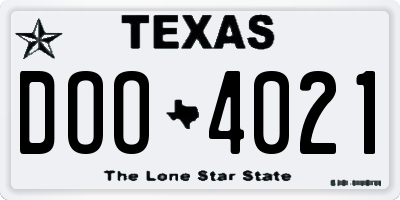 TX license plate DOO4021