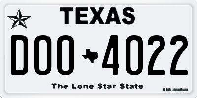 TX license plate DOO4022