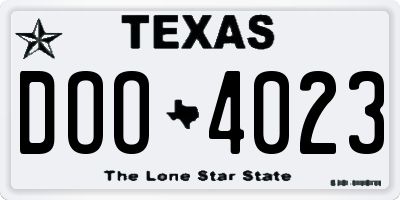 TX license plate DOO4023