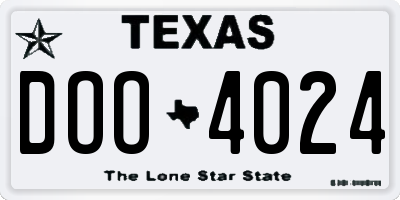 TX license plate DOO4024