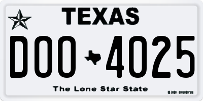 TX license plate DOO4025