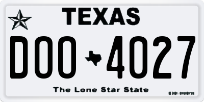 TX license plate DOO4027