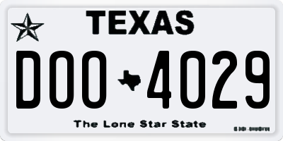 TX license plate DOO4029