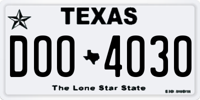 TX license plate DOO4030