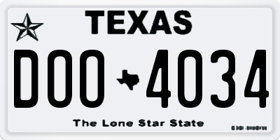 TX license plate DOO4034