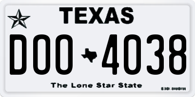 TX license plate DOO4038