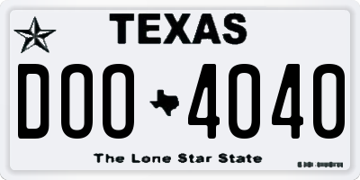 TX license plate DOO4040