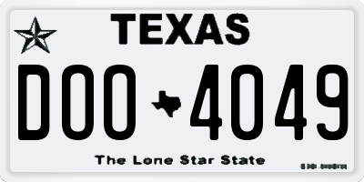 TX license plate DOO4049