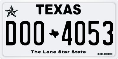 TX license plate DOO4053