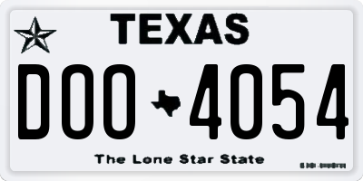 TX license plate DOO4054