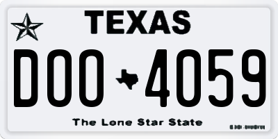 TX license plate DOO4059