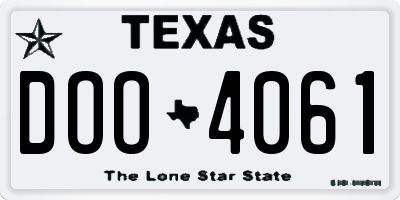 TX license plate DOO4061