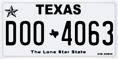 TX license plate DOO4063