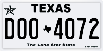 TX license plate DOO4072