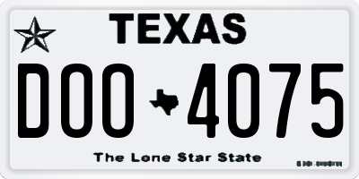 TX license plate DOO4075