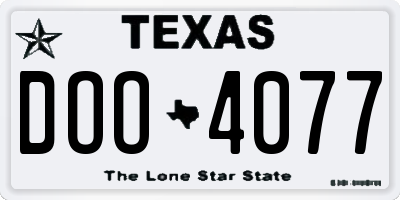 TX license plate DOO4077