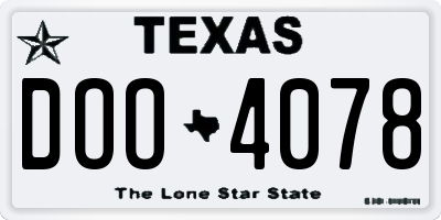 TX license plate DOO4078