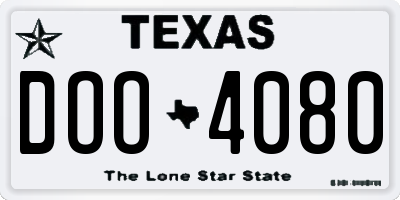TX license plate DOO4080