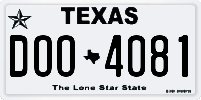 TX license plate DOO4081