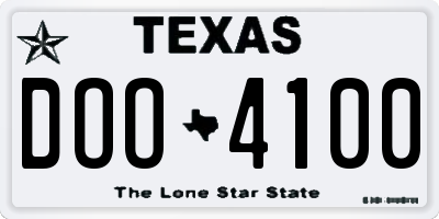TX license plate DOO4100