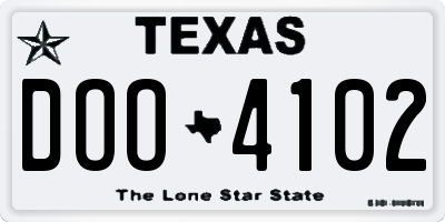 TX license plate DOO4102