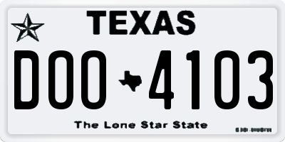 TX license plate DOO4103