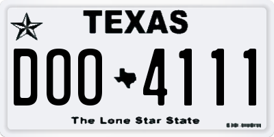 TX license plate DOO4111