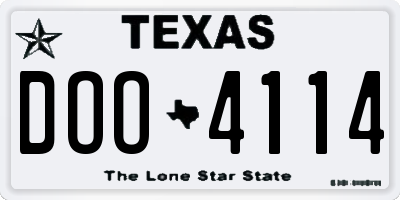 TX license plate DOO4114