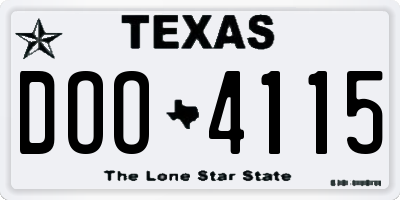 TX license plate DOO4115