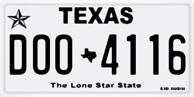 TX license plate DOO4116
