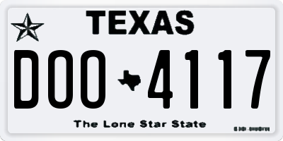 TX license plate DOO4117